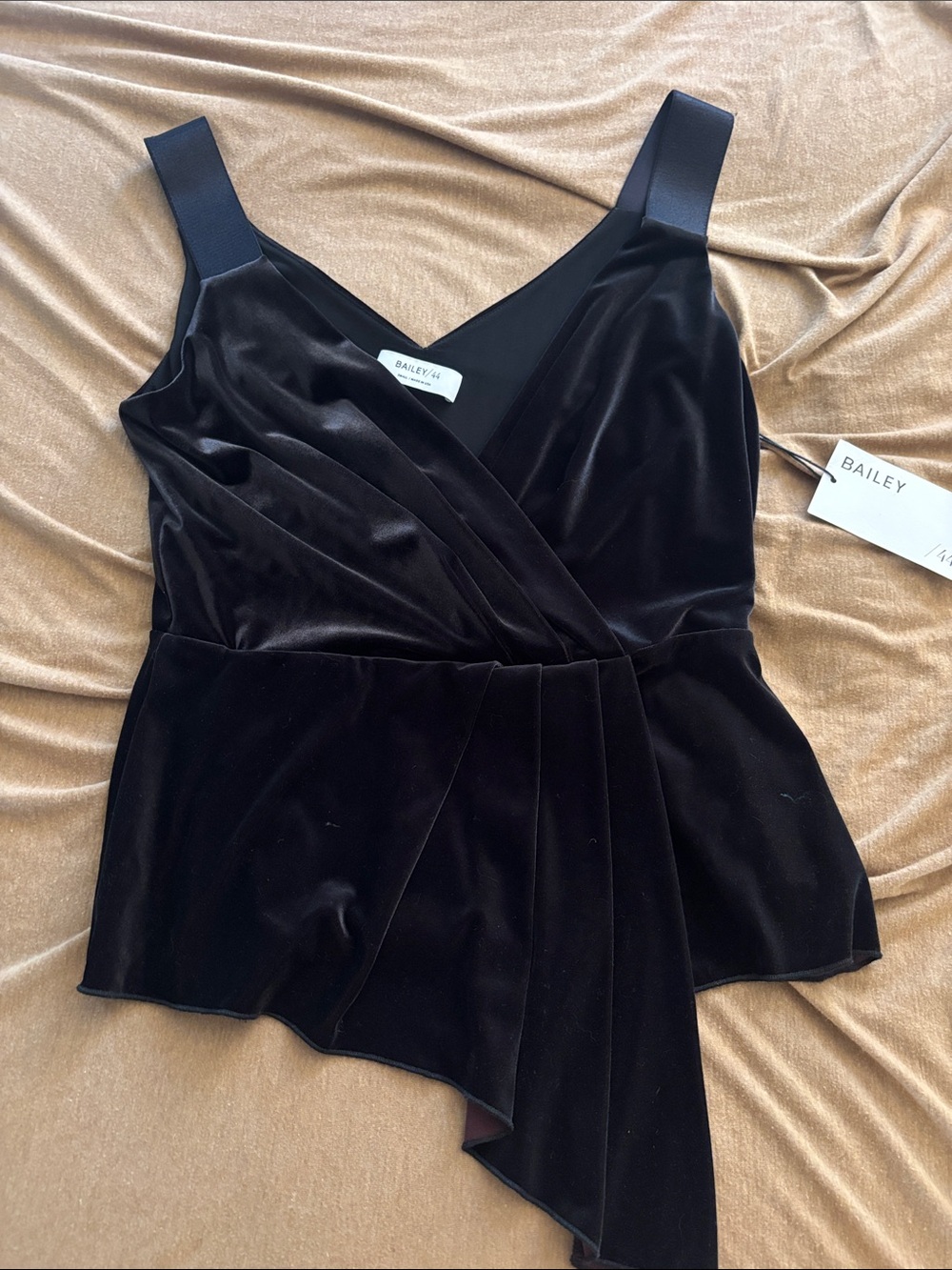 Bailey 44 Black Velvet Asymmetric Wrap Camisole
